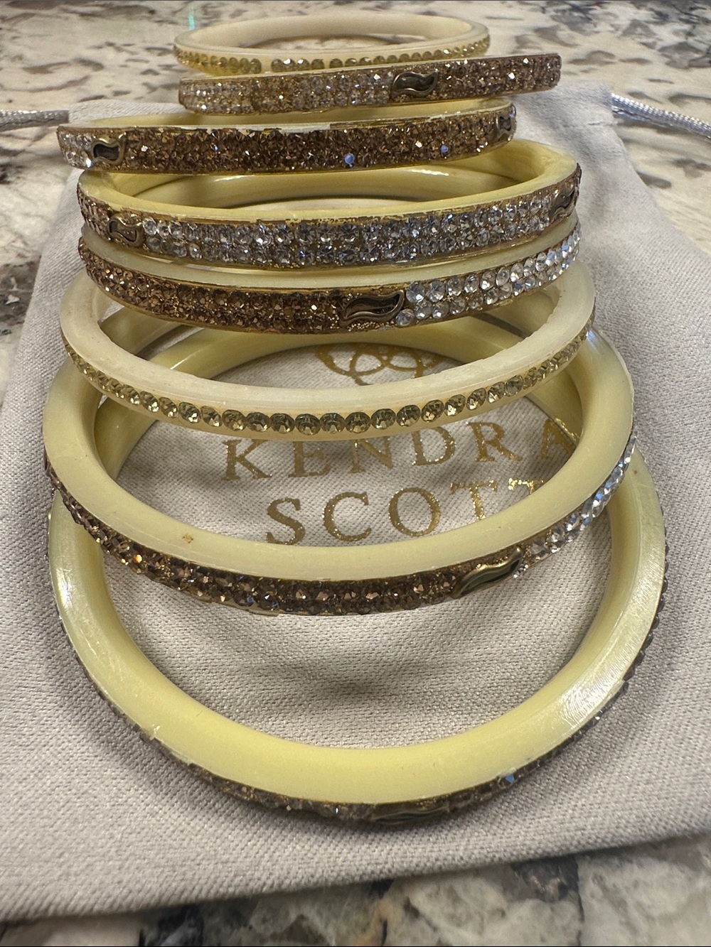 8 Gold Crystal Stackable Bangle Set - Picture 9 of 13